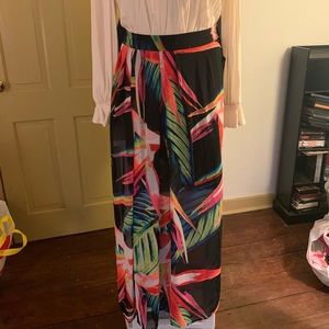 NWT Black Floral Semi Sheer Maxi Skirt